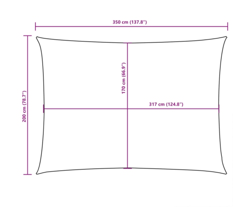 Toldo de vela rectangular tela Oxford verde oscuro 2x3,5 m