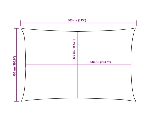 Toldo de vela rectangular tela Oxford verde oscuro 5x8 m