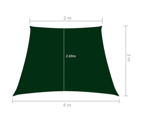 Toldo de vela tela oxford trapecio verde oscuro 2/4x3 m