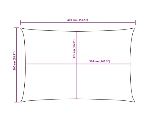 Toldo de vela rectangular tela Oxford azul 2x4 m