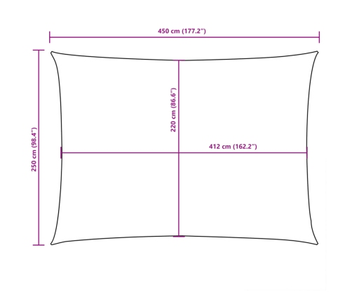 Toldo de vela rectangular tela Oxford azul 2,5x4,5 m
