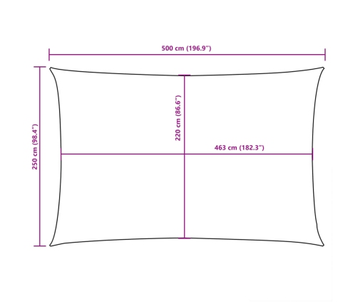 Toldo de vela rectangular tela Oxford azul 2,5x5 m