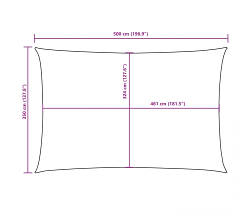 Toldo de vela rectangular tela Oxford azul 3,5x5 m