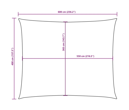 Toldo de vela rectangular tela Oxford azul 4x6 m
