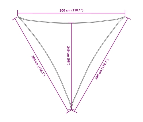 Toldo de vela triangular tela Oxford azul 3x3x3 m
