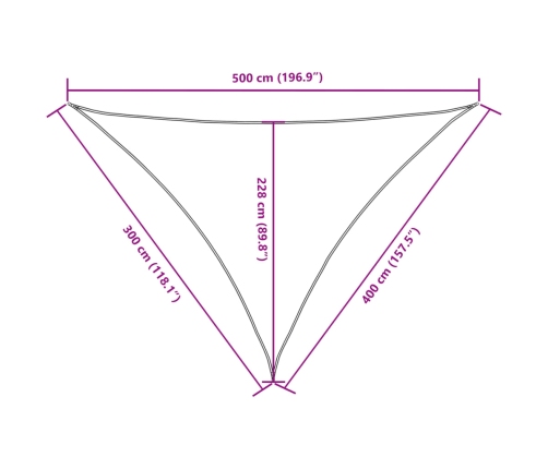 Toldo de vela triangular tela Oxford azul 3x4x5 m