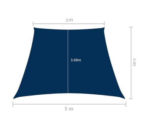 Toldo de vela trapezoidal de tela oxford azul 3/5x4 m