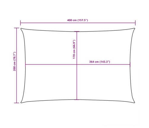 Toldo de vela rectangular tela Oxford amarillo 2x4 m
