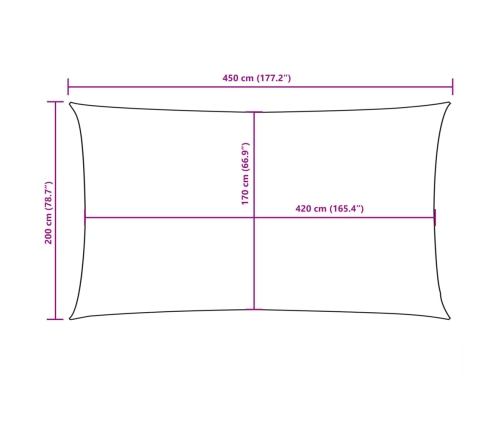 Toldo de vela rectangular tela Oxford amarillo 2x4,5 m