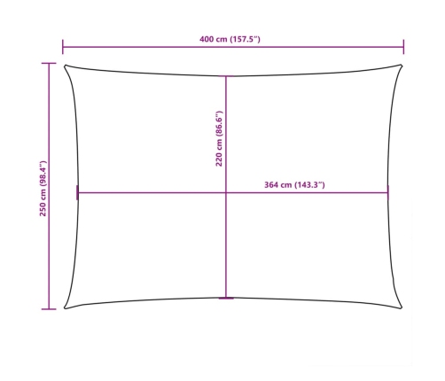 Toldo de vela rectangular tela Oxford amarillo 2,5x4 m