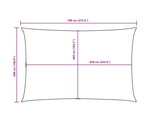 Toldo de vela rectangular tela Oxford amarillo 5x7 m