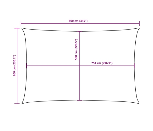 Toldo de vela rectangular tela Oxford amarillo 6x8 m