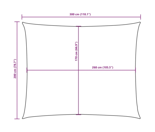 Toldo de vela rectangular tela Oxford rojo 2x3 m