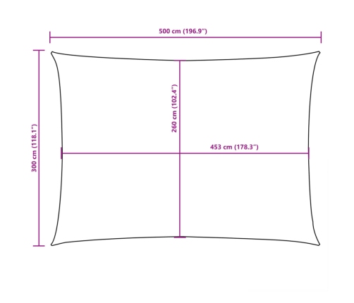 Toldo de vela rectangular tela Oxford rojo 3x6 m