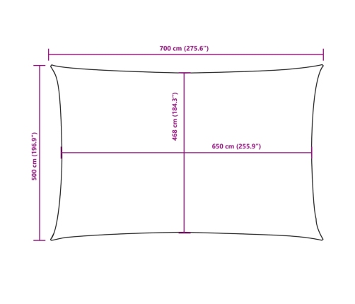 Toldo de vela rectangular tela Oxford rojo 5x7 m