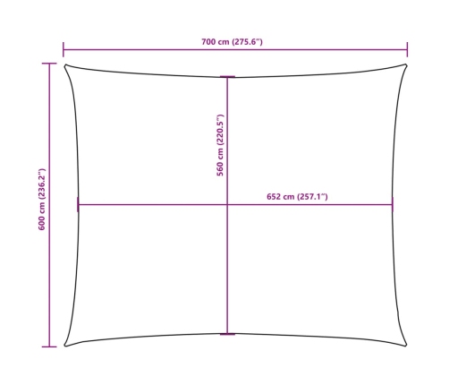 Toldo de vela rectangular tela Oxford rojo 6x7 m