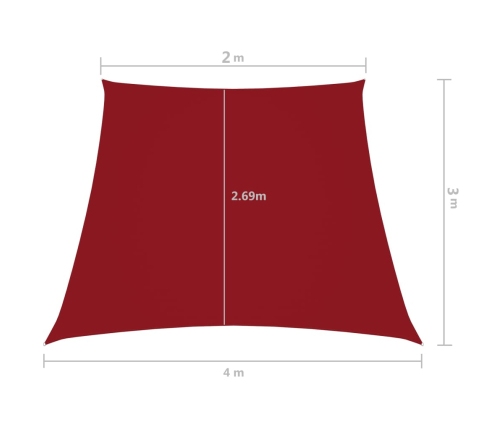 Toldo de vela trapezoidal de tela oxford rojo 2/4x3 m