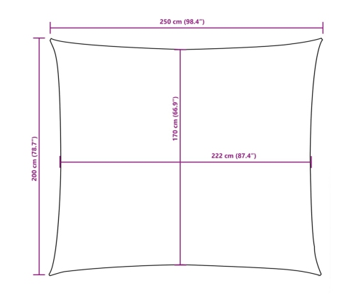 Toldo de vela rectangular tela oxford naranja 2x2,5 m