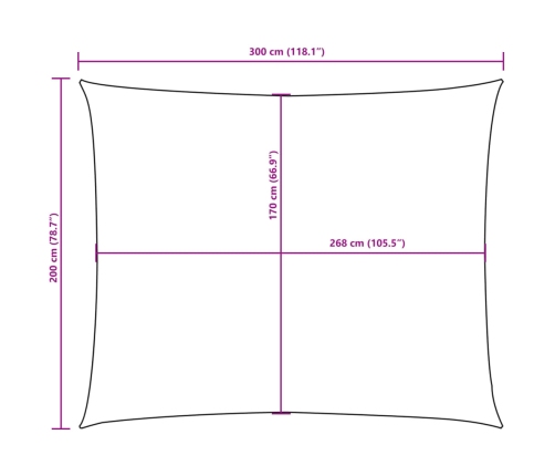 Toldo de vela rectangular de tela oxford naranja 2x3 m
