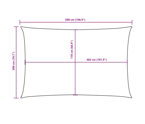 Toldo de vela rectangular tela Oxford naranja 2x5 m