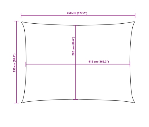 Toldo de vela rectangular tela Oxford naranja 2,5x4,5 m