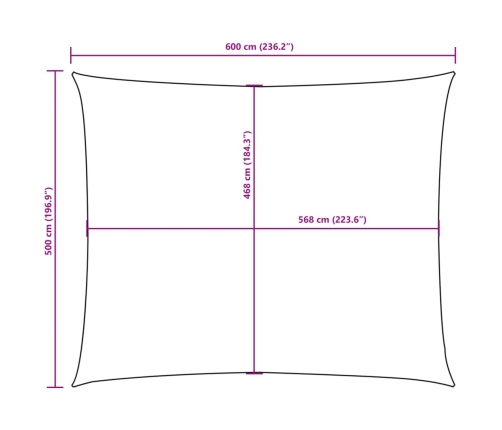 Toldo de vela rectangular tela oxford naranja 5x6 m