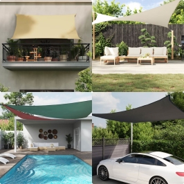 Toldo de vela rectangular de tela oxford negro 6x8 m