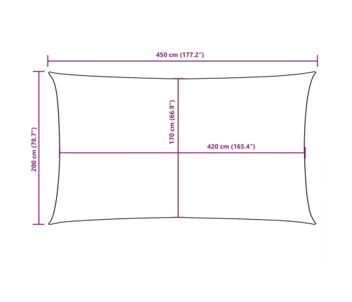 Toldo de vela rectangular tela Oxford marrón 2x4,5 m