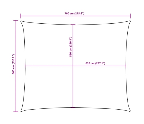 Toldo de vela rectangular tela Oxford marrón 6x7 m