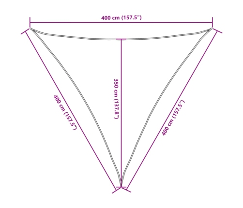 Toldo de vela triangular tela Oxford marrón 4x4x4 m