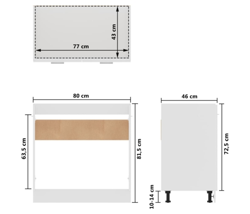 Armario bajo fregadero madera ingeniería blanco 80x46x81,5 cm