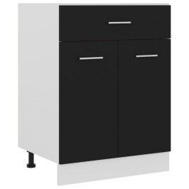 Armario inferior cajón cocina madera ingeniería negro 60x46x81,5cm