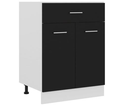 Armario inferior cajón cocina madera ingeniería negro 60x46x81,5cm