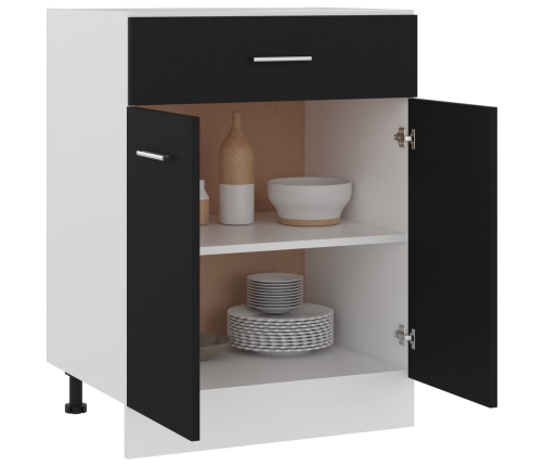 Armario inferior cajón cocina madera ingeniería negro 60x46x81,5cm