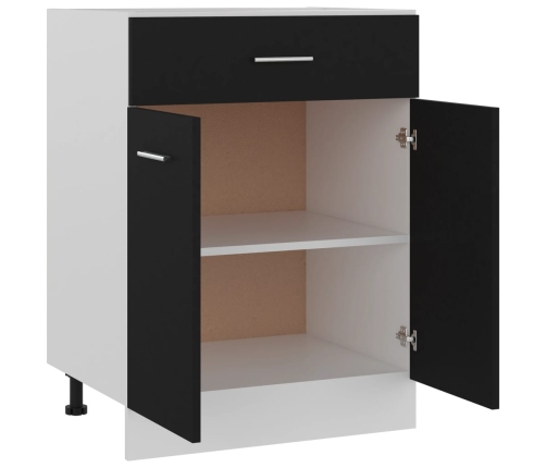 Armario inferior cajón cocina madera ingeniería negro 60x46x81,5cm