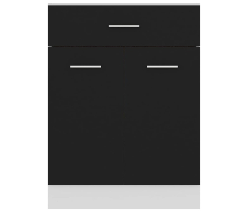 Armario inferior cajón cocina madera ingeniería negro 60x46x81,5cm