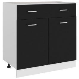 Mueble inferior de cocina madera ingeniería negro 80x46x81,5 cm