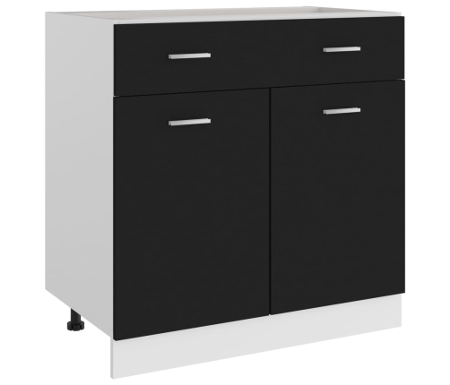 Mueble inferior de cocina madera ingeniería negro 80x46x81,5 cm