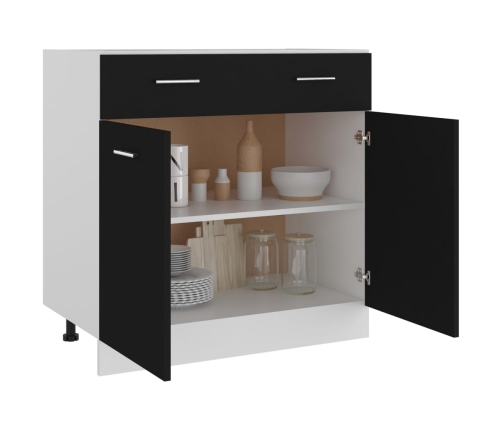 Mueble inferior de cocina madera ingeniería negro 80x46x81,5 cm