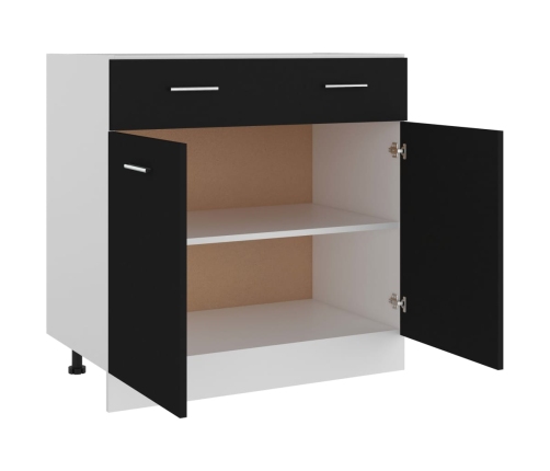 Mueble inferior de cocina madera ingeniería negro 80x46x81,5 cm