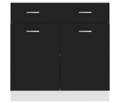 Mueble inferior de cocina madera ingeniería negro 80x46x81,5 cm