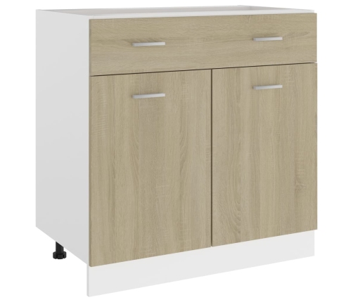 Armario inferior cajón madera ingeniería roble 80x46x81,5 cm