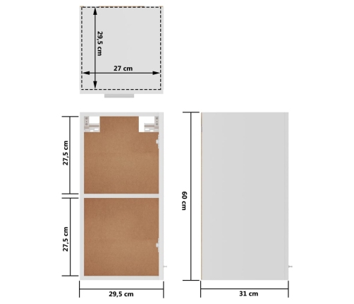 Armario colgante de cocina madera de ingeniería 29,5x31x60 cm