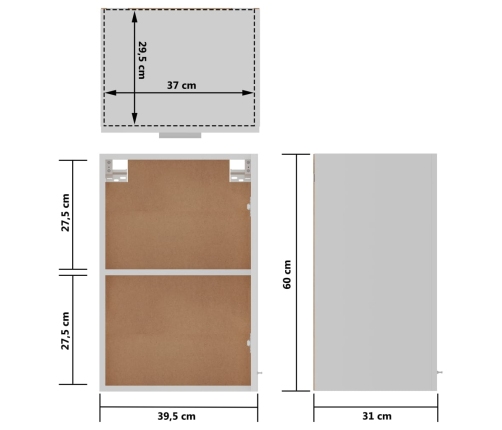 Armario colgante cocina contrachapada blanco 39,5x31x60 cm