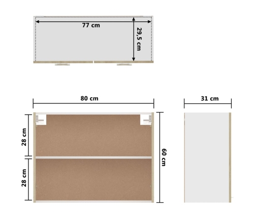 Armario colgante cocina contrachapada color roble 80x31x60 cm