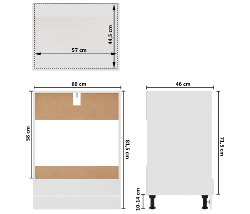 Armario para horno de madera de ingeniería blanco 60x46x81,5 cm