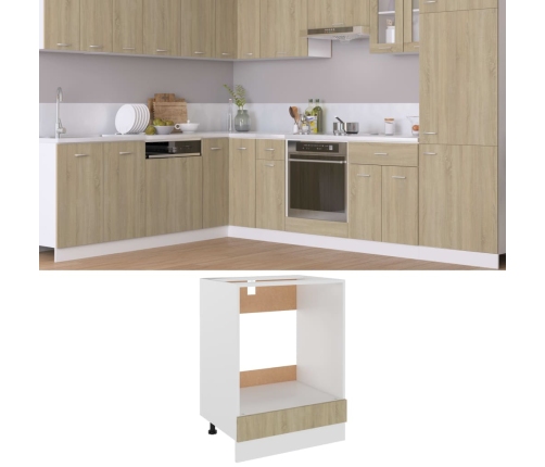 Armario de horno madera contrachapada color roble 60x46x81,5 cm