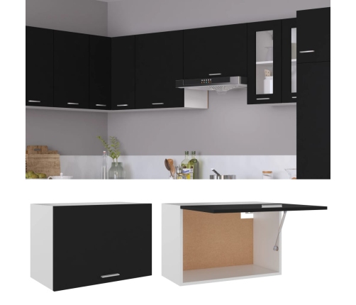 Armario colgante de cocina contrachapada negro 60x31x40 cm