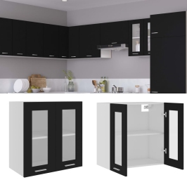 Armario colgante cocina madera contrachapada negro 60x31x60 cm