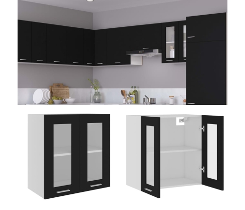 Armario colgante cocina madera contrachapada negro 60x31x60 cm